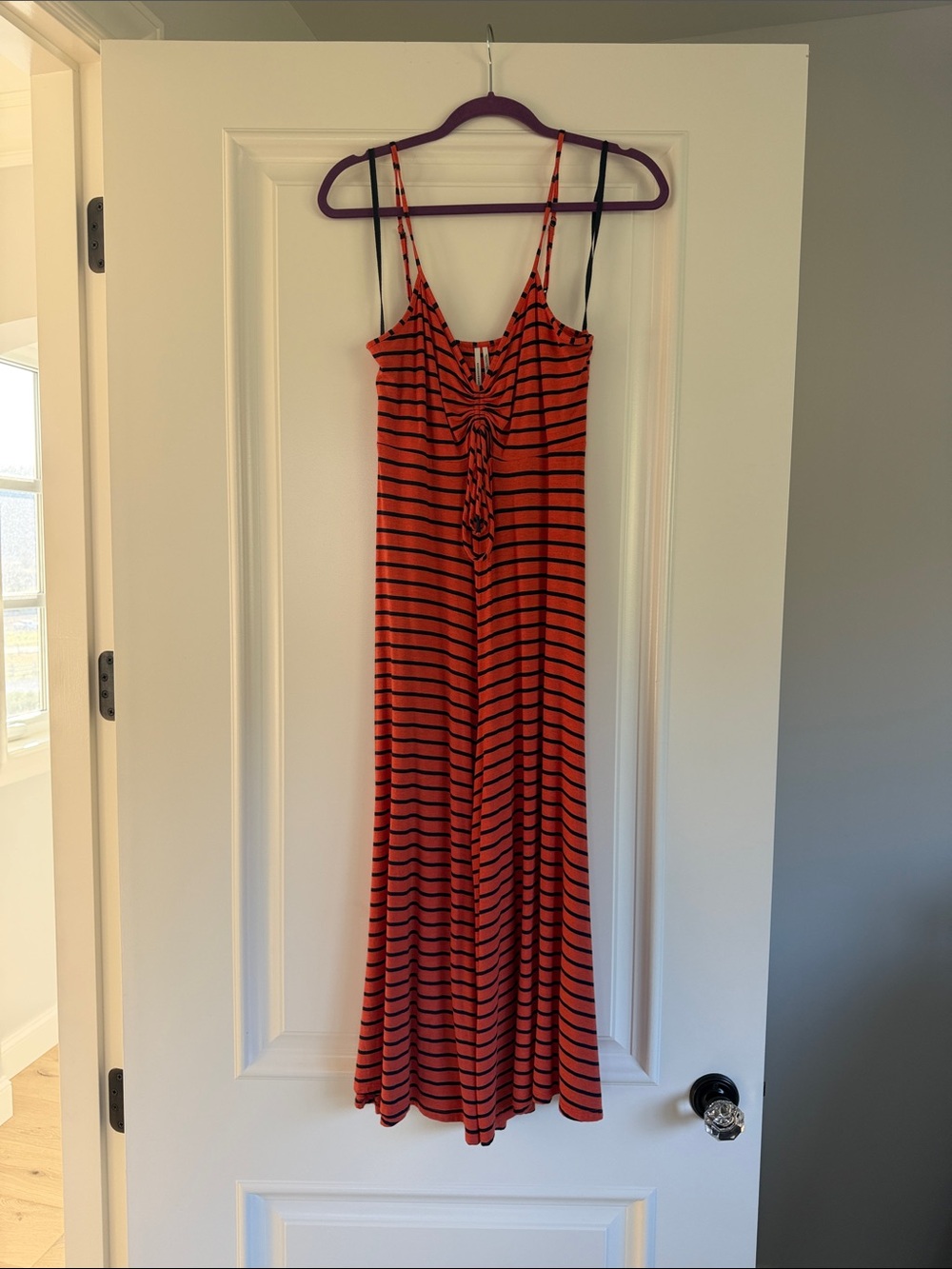 Anthropologie Orange and Black Striped Romper